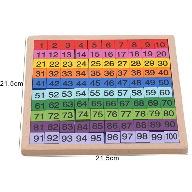 1Set Wooden Montessori Hundred Board Math 1 to 100 Consecutive Numbers Counting Toy Montessori Educational Wooden Toys for Child