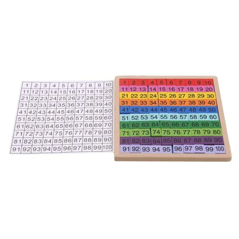 1Set Wooden Montessori Hundred Board Math 1 to 100 Consecutive Numbers Counting Toy Montessori Educational Wooden Toys for Child