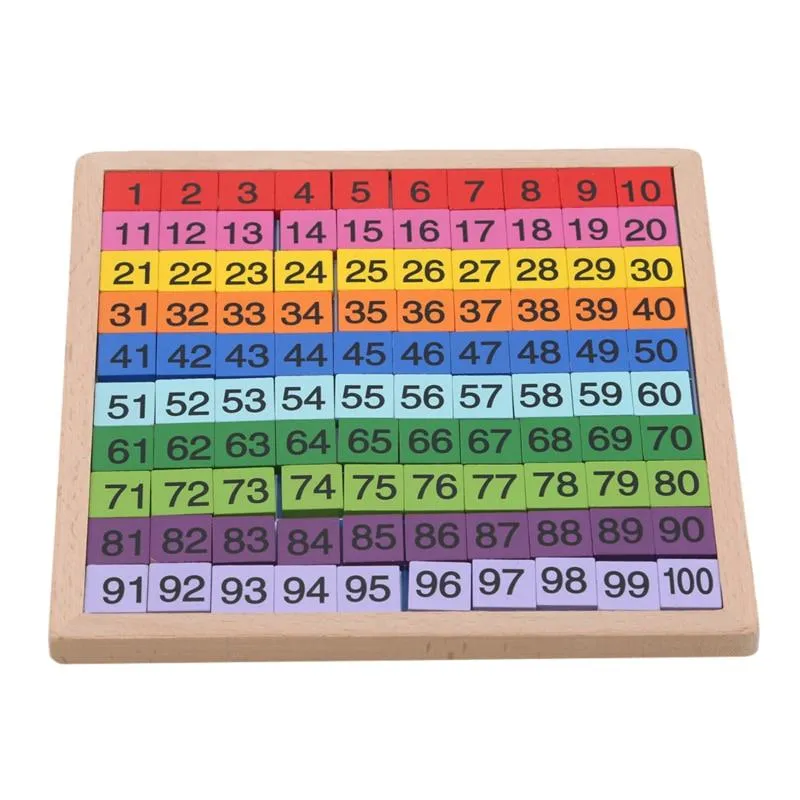 1Set Wooden Montessori Hundred Board Math 1 to 100 Consecutive Numbers Counting Toy Montessori Educational Wooden Toys for Child