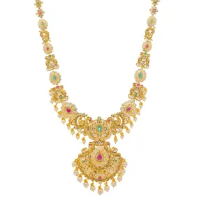 22K Yellow Gold & Multi-Stone Long Temple Necklace (86.4)