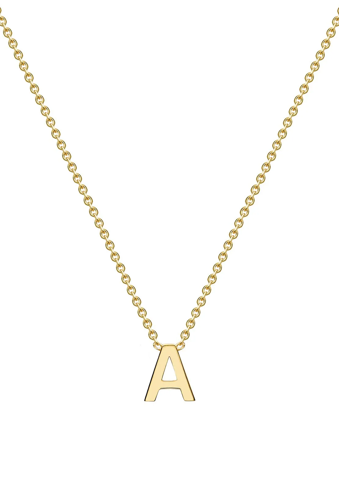 9 Carat Gold Initial A Necklace, Gold