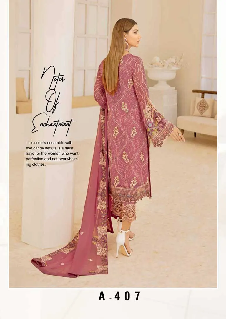 A-407R - Readymade - Ramsha Chevron Chiffon Suit