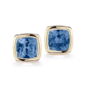 A & Furst - Gaia - Stud Earrings with London Blue Topaz, 18k Yellow Gold