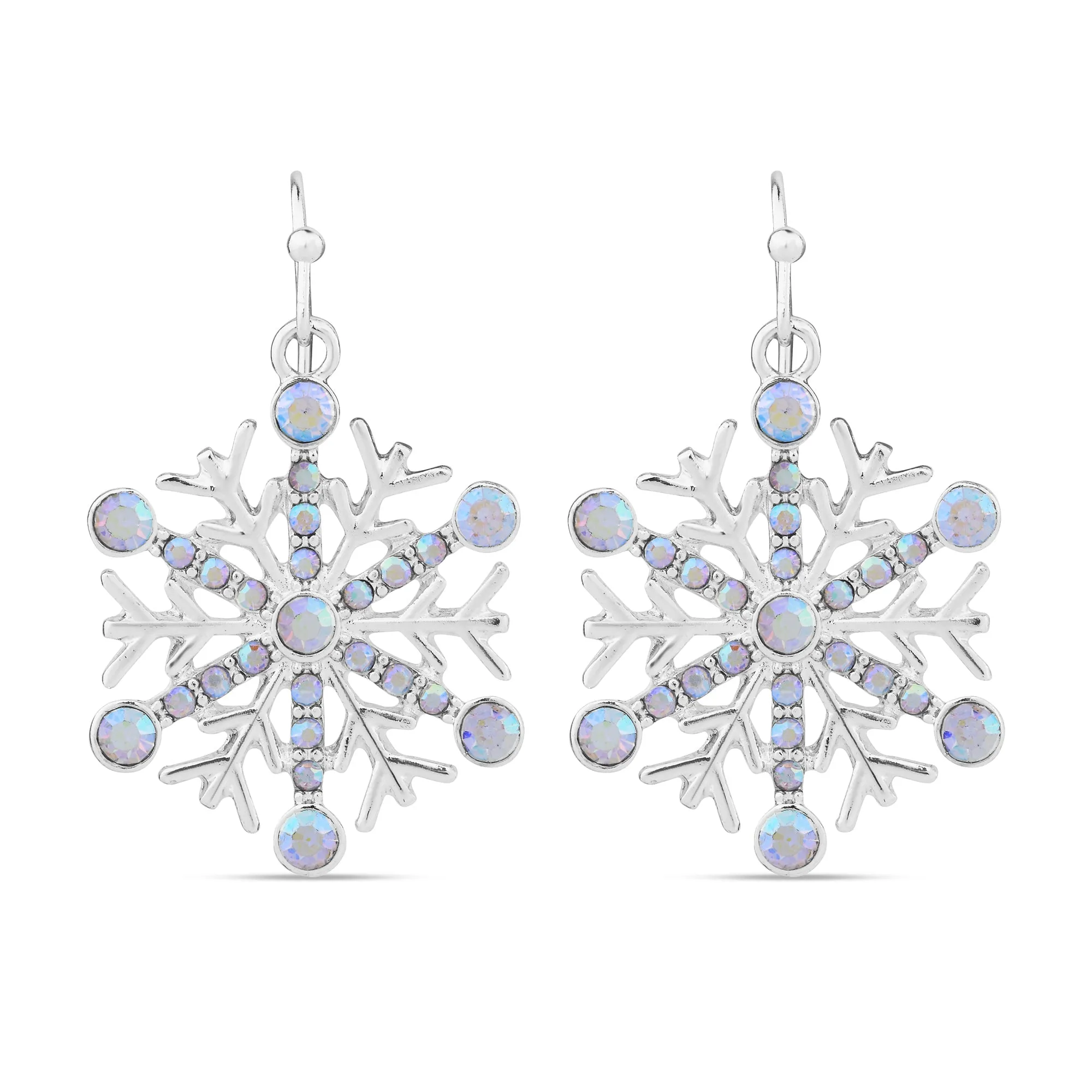 Accessorize London Women's Crystal Snowflake Short Drop Earrings