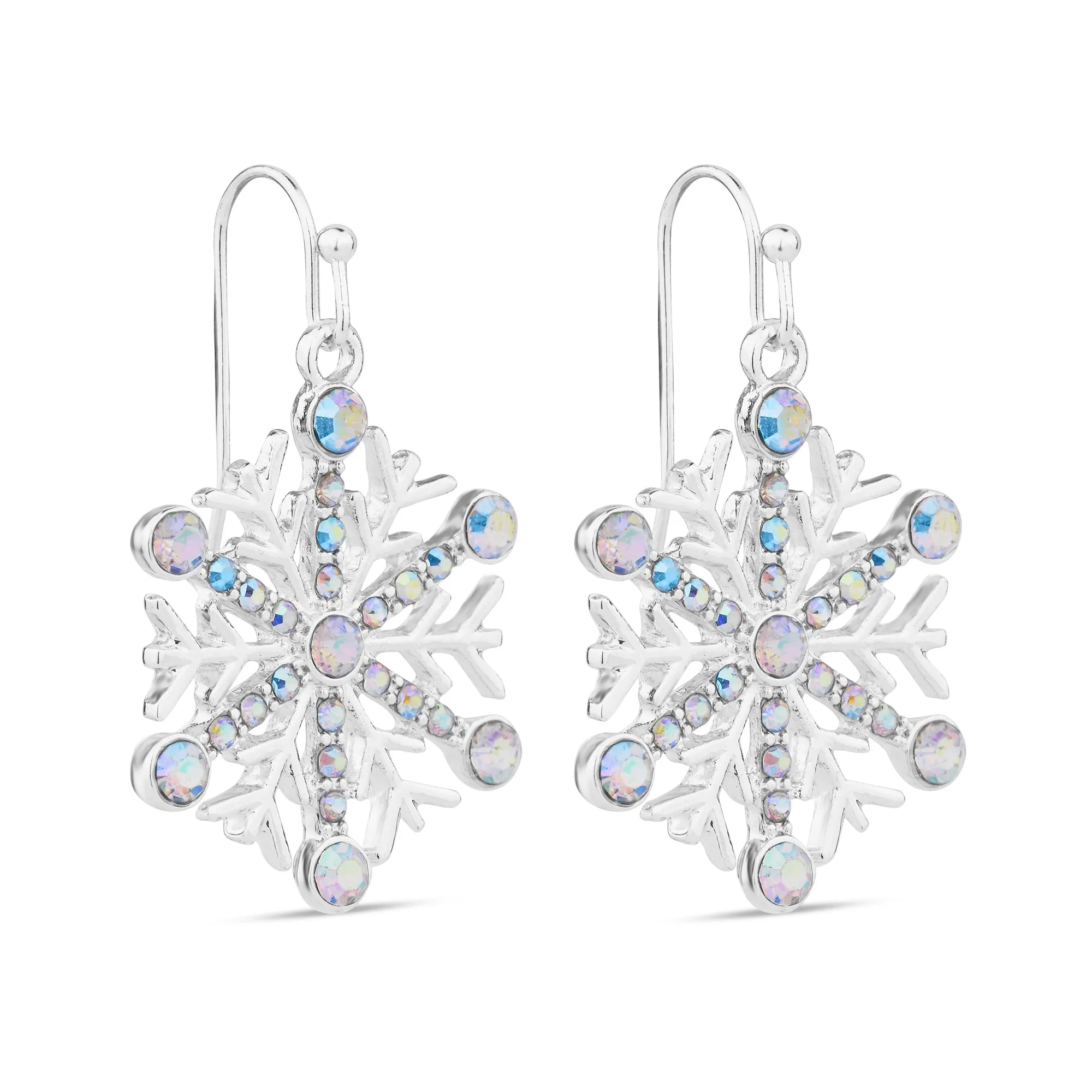 Accessorize London Women's Crystal Snowflake Short Drop Earrings