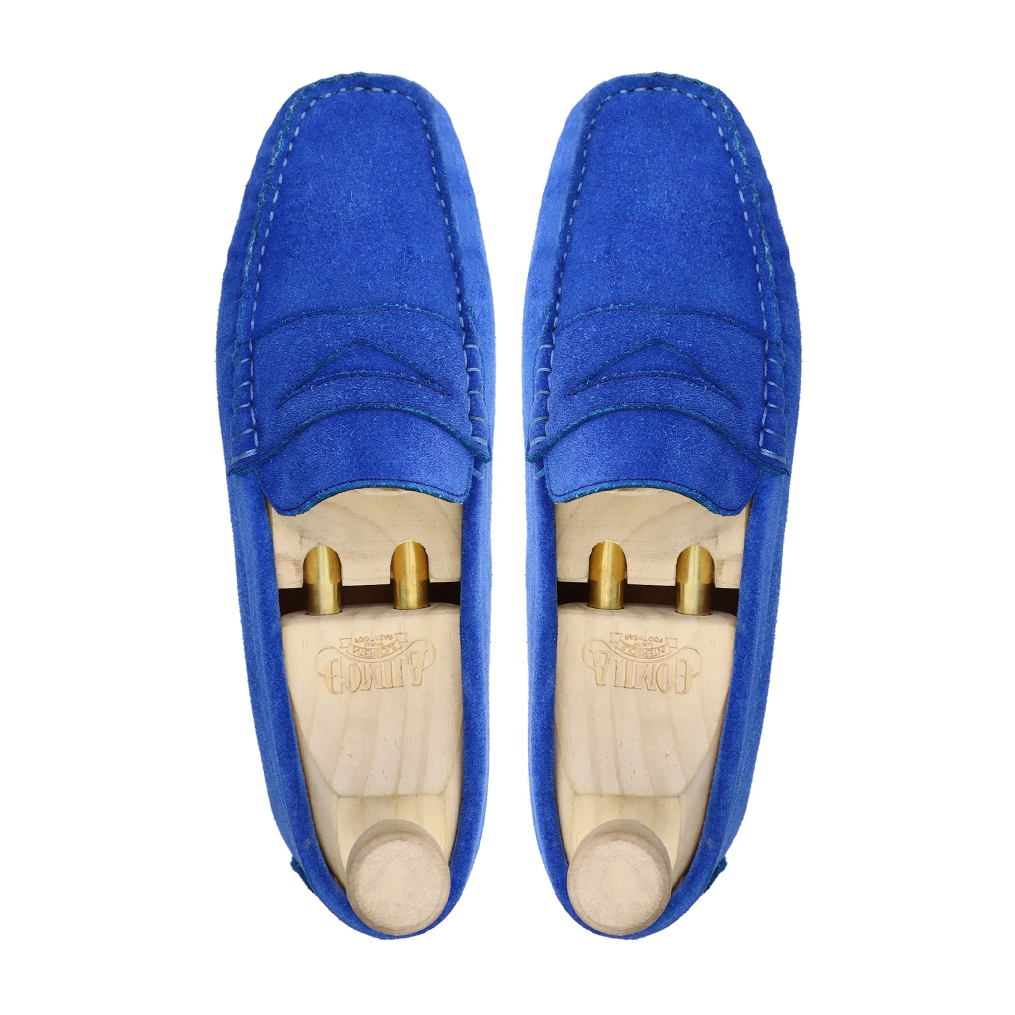 Addie - Men's Blue Kid Suede Driver Shoe