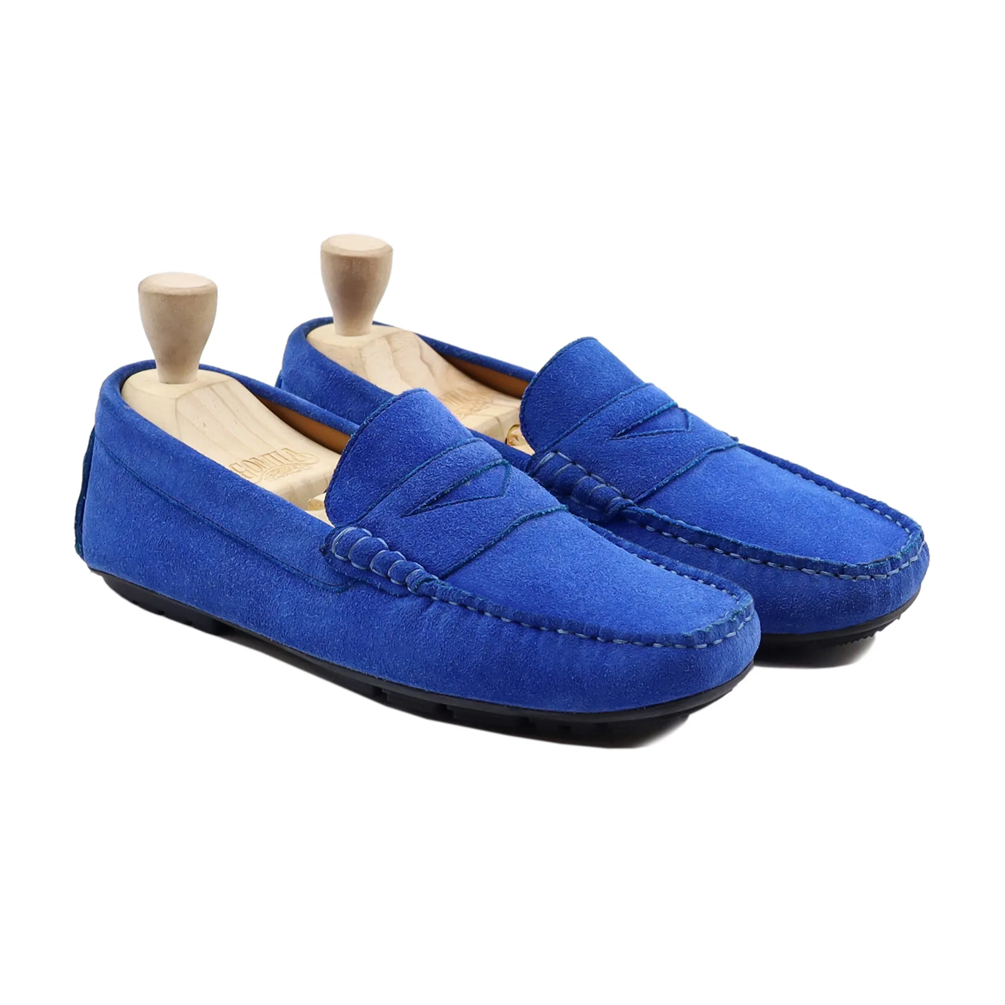 Addie - Men's Blue Kid Suede Driver Shoe