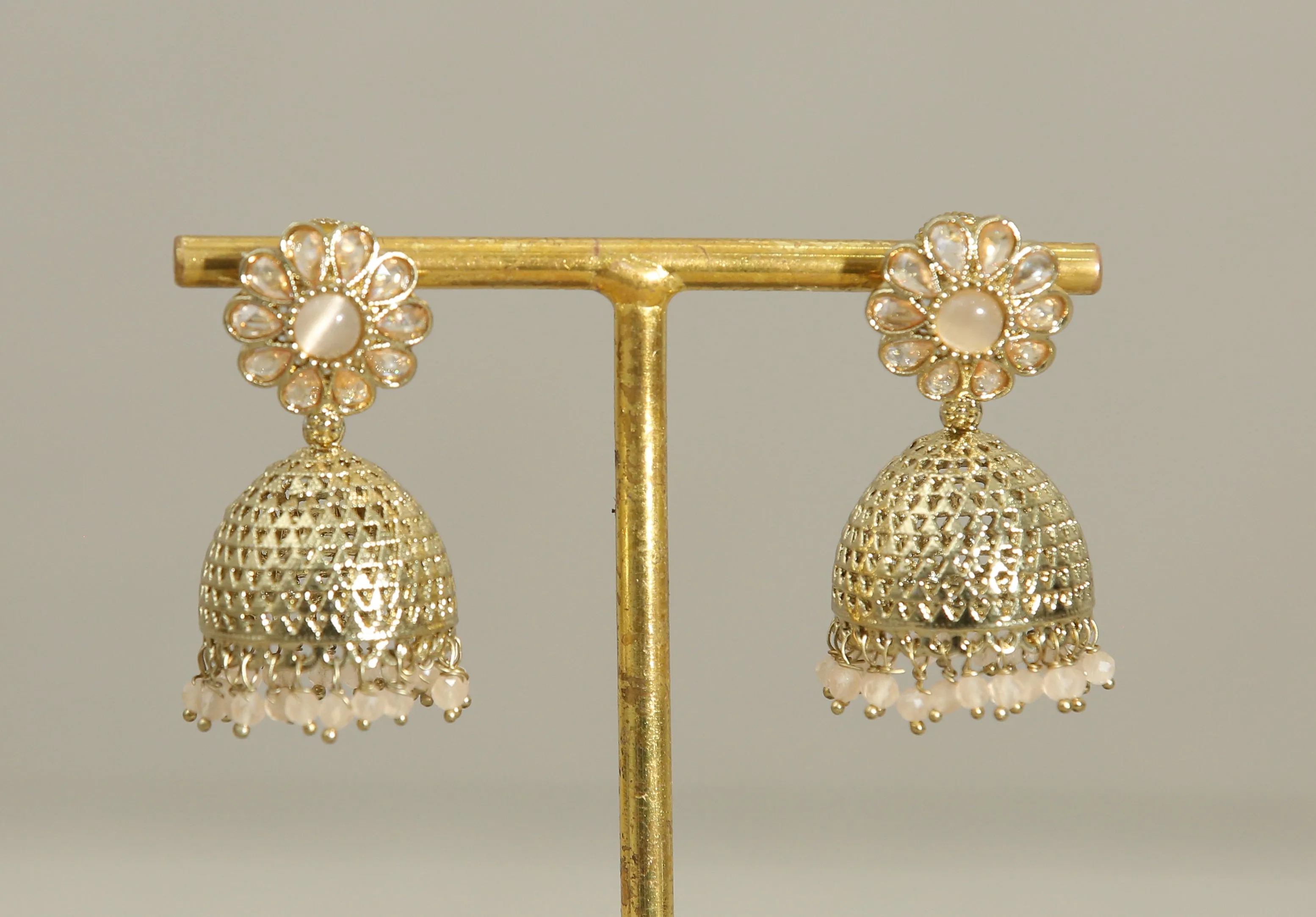 Aditi Polki and Beads Jhumka Earrings