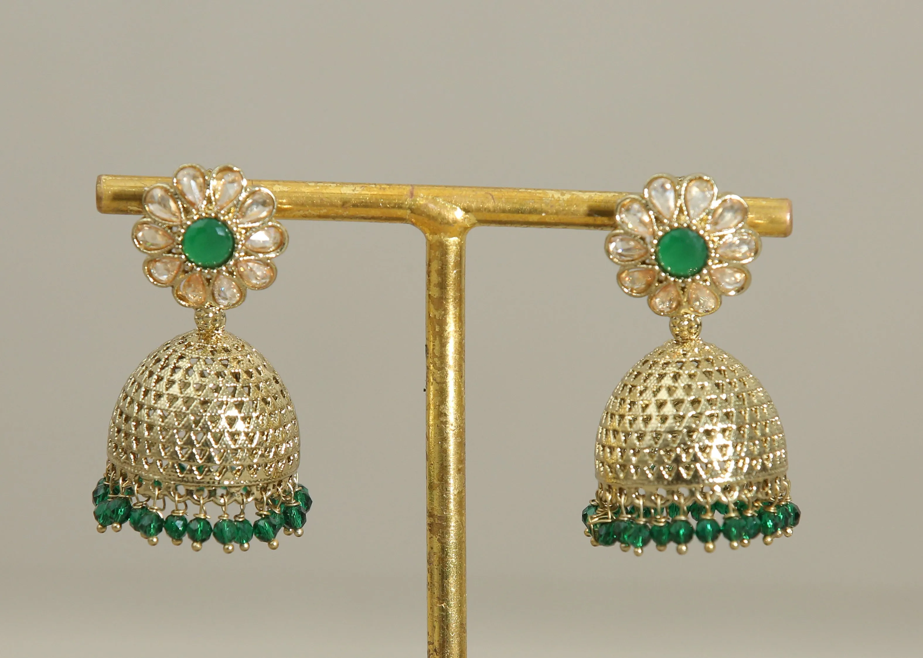 Aditi Polki and Beads Jhumka Earrings