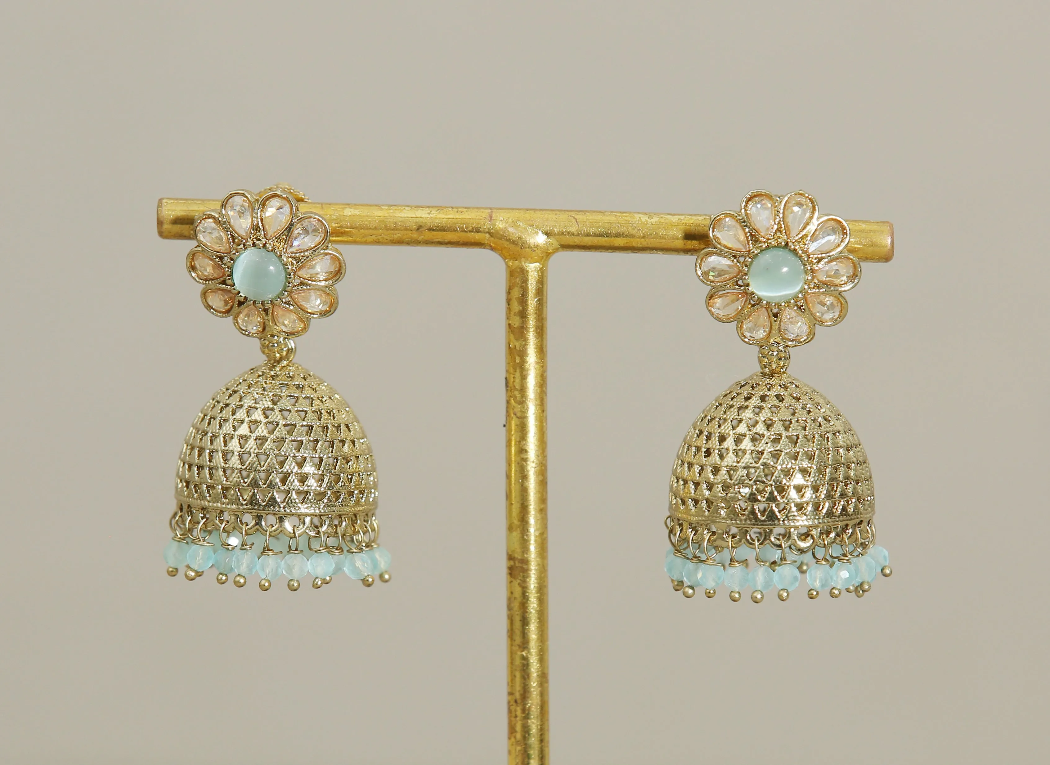 Aditi Polki and Beads Jhumka Earrings