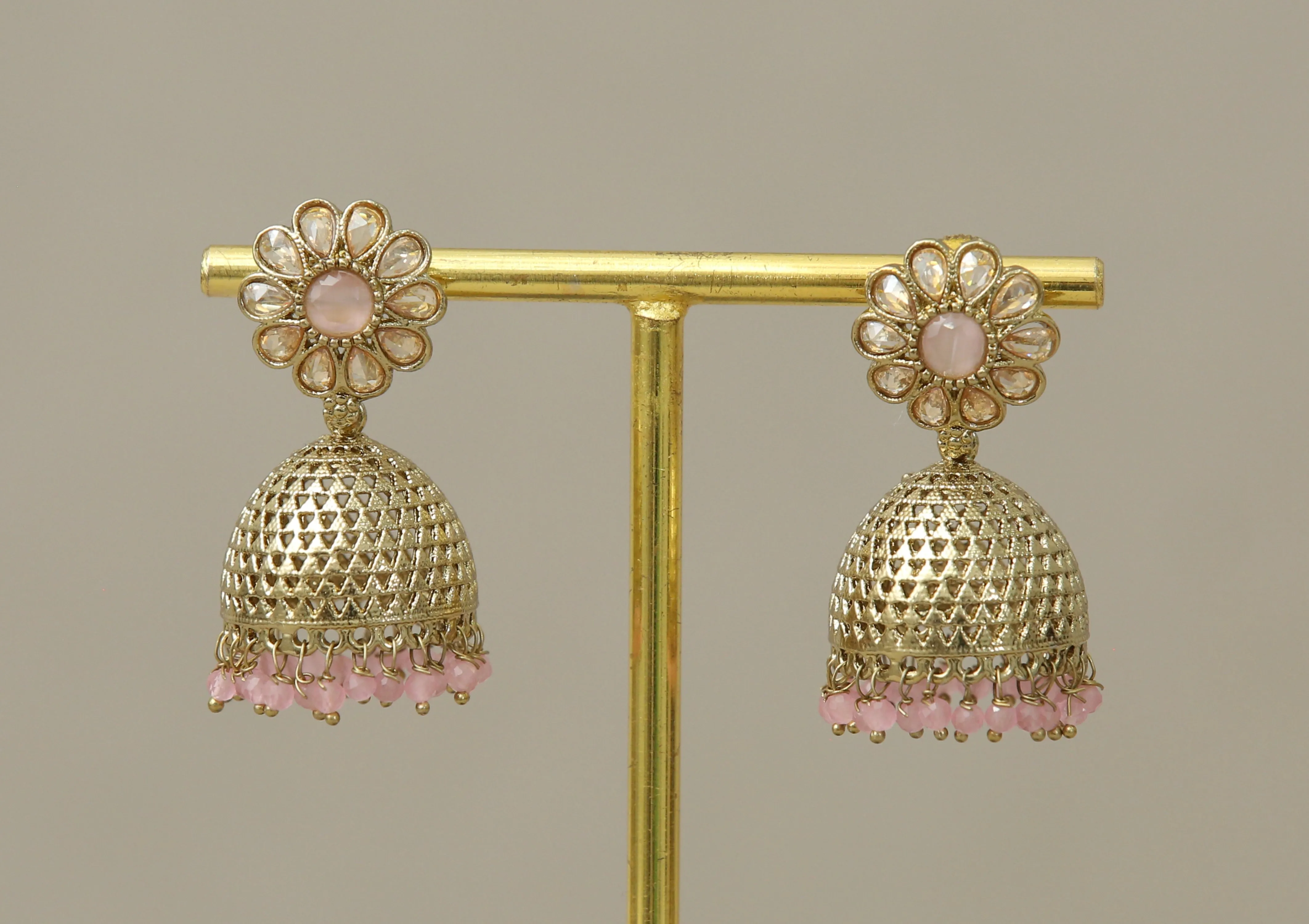 Aditi Polki and Beads Jhumka Earrings