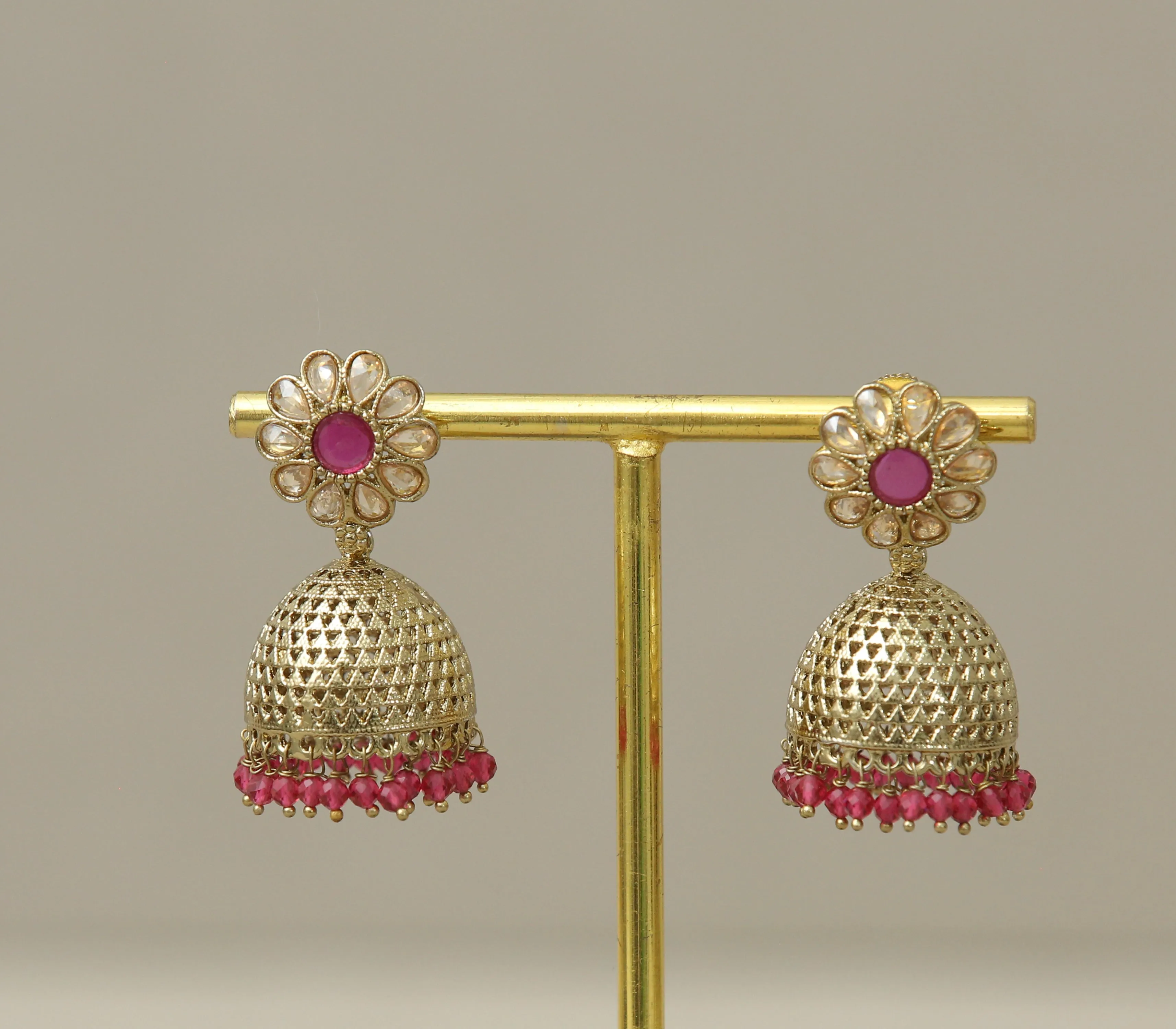 Aditi Polki and Beads Jhumka Earrings