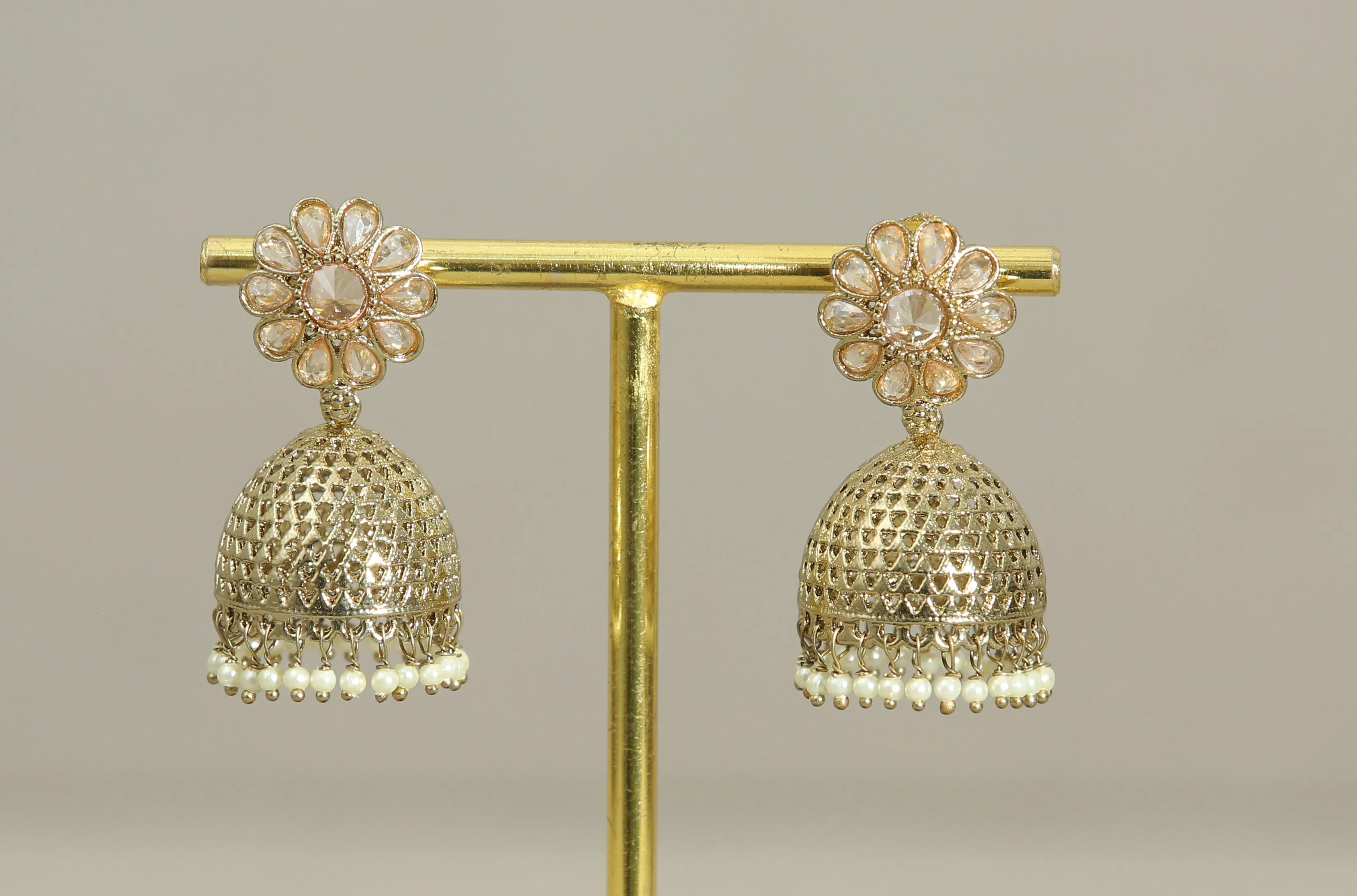 Aditi Polki and Beads Jhumka Earrings