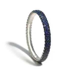 AFJ Diamond Collection - Flexible Bracelet with Blue Sapphires, 18k White Gold