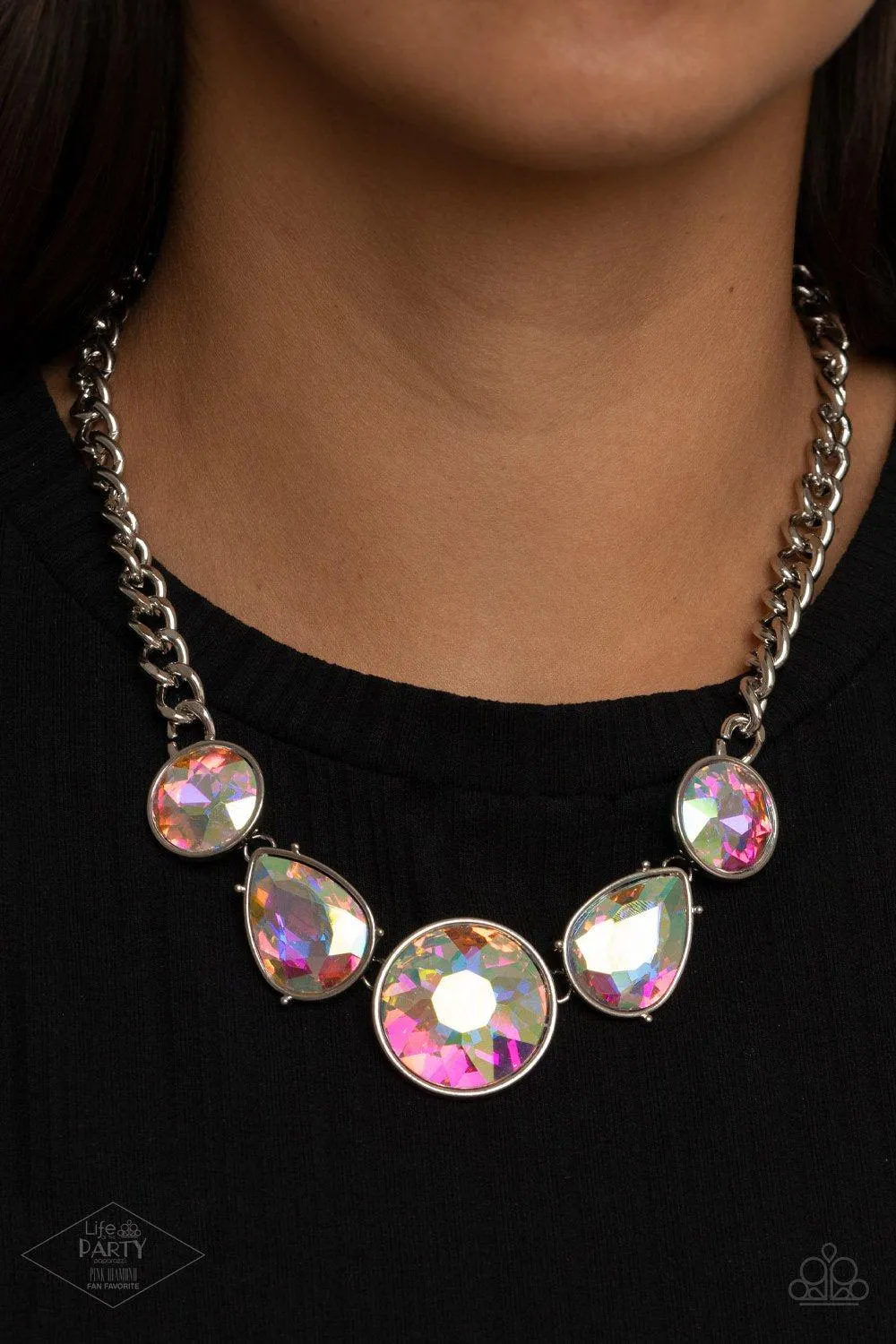 All The World's My Stage Multi Iridescent Rhinestone Necklace - Paparazzi Accessories