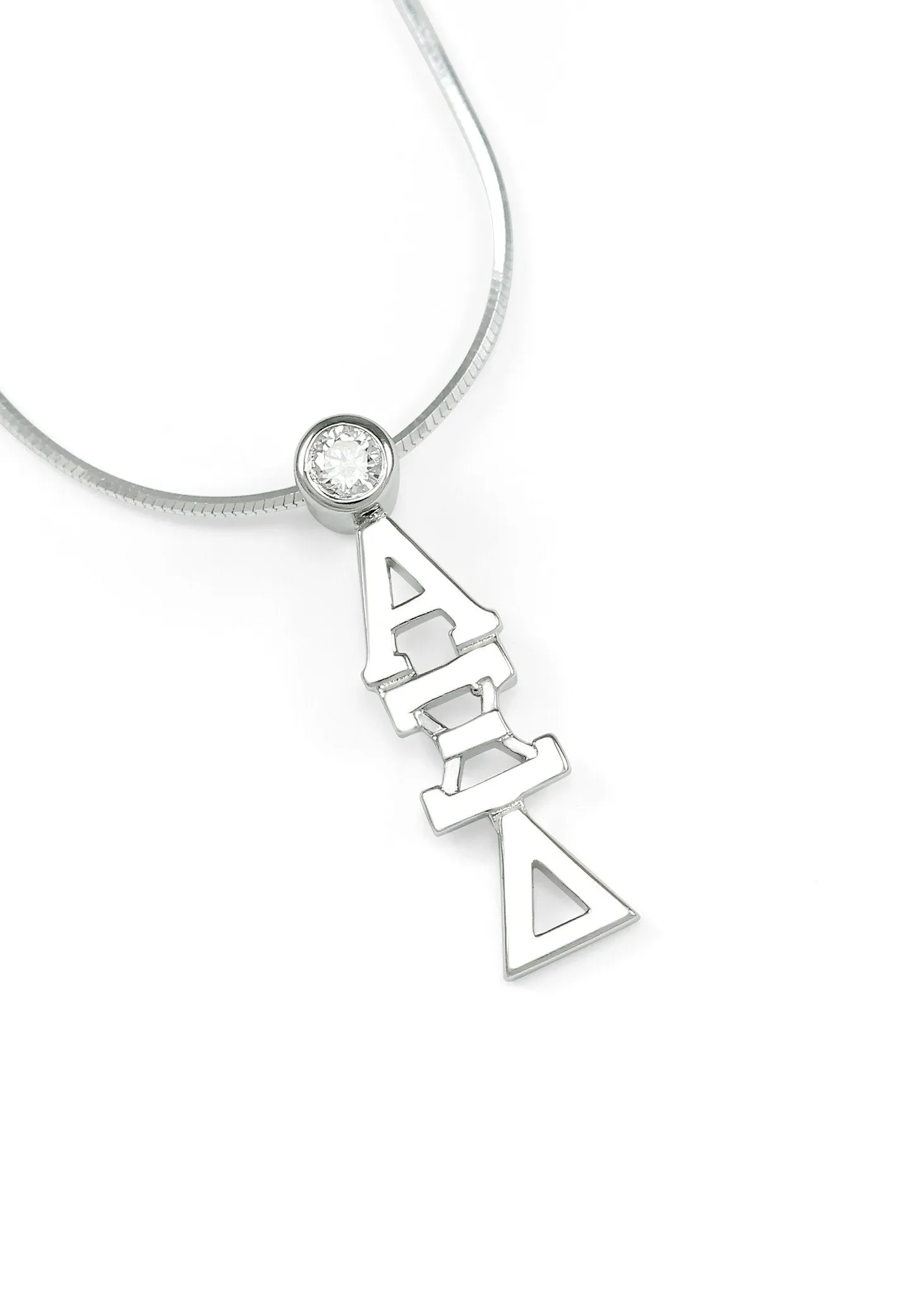 Alpha Xi Delta Sterling Silver Lavaliere with Clear CZ Crystal