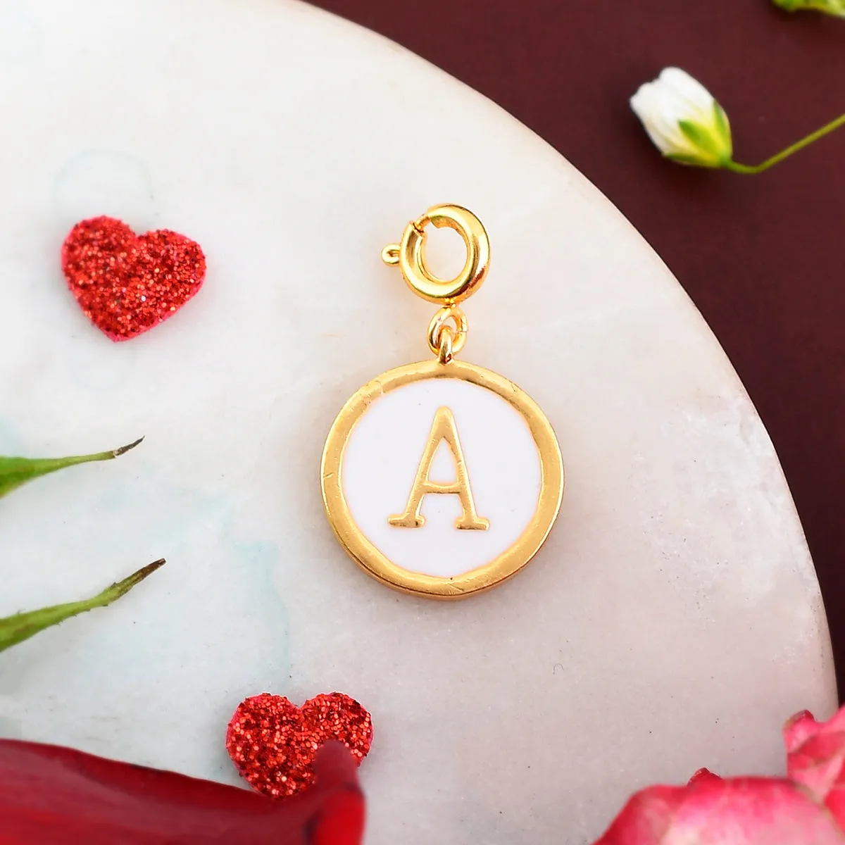 Alphabet A White Enamel Charm - Voylla