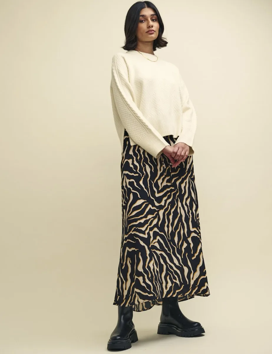 Animal Print Drawstring Waist Midaxi Skirt