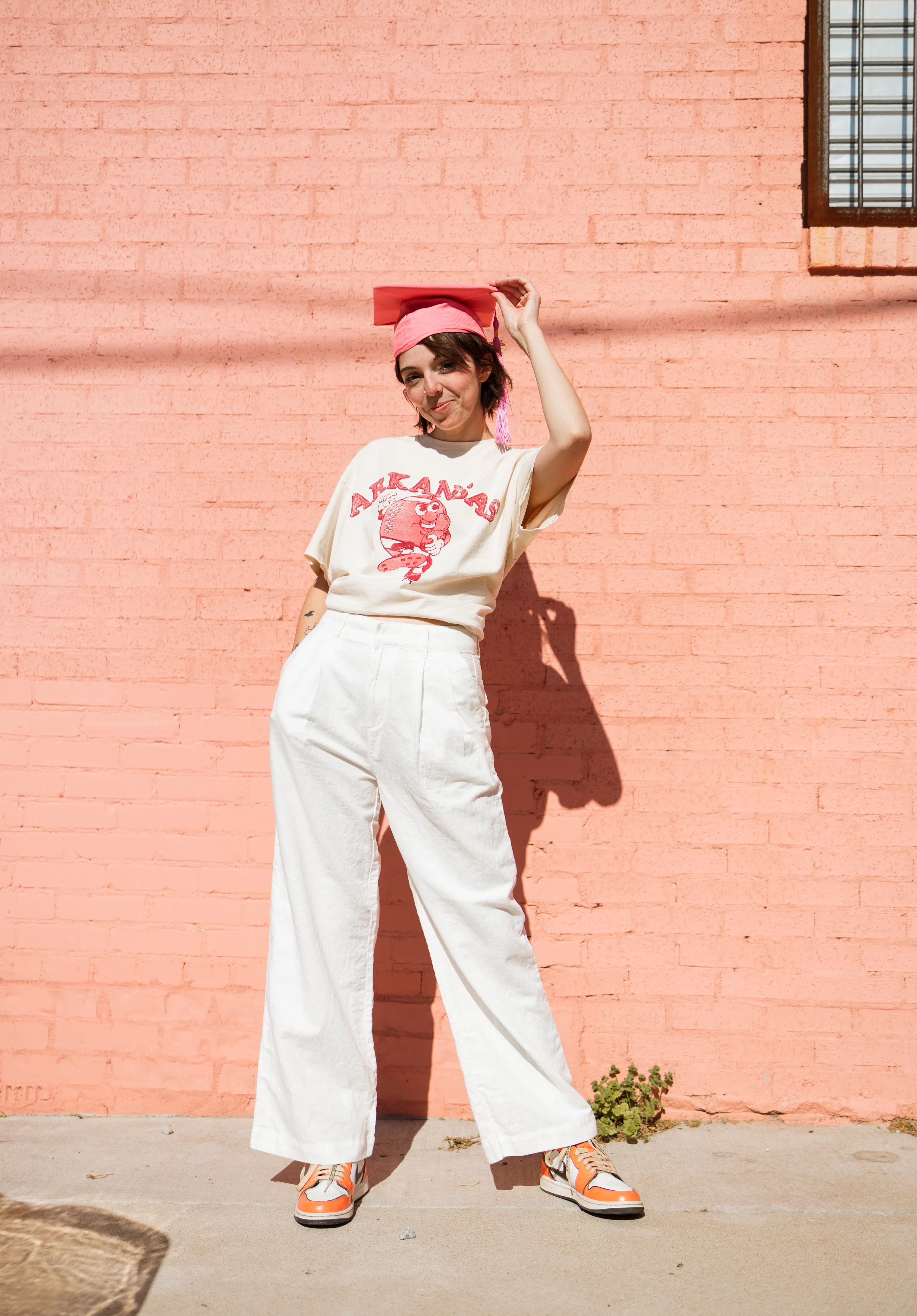 Arkansas Razorbacks Football Run Off White Thrifted Tee