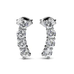 Aubree 18k White Gold Plated Crystal Drop Stud Earrings