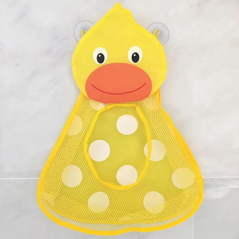 Baby Bath Toys Storage Bag Cute Duck Frog Mesh Net Bag Kids Water Toys Organizer Suction Cups Bath Game Bag Bathroom Accessaries