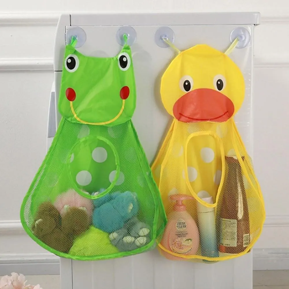 Baby Bath Toys Storage Bag Cute Duck Frog Mesh Net Bag Kids Water Toys Organizer Suction Cups Bath Game Bag Bathroom Accessaries