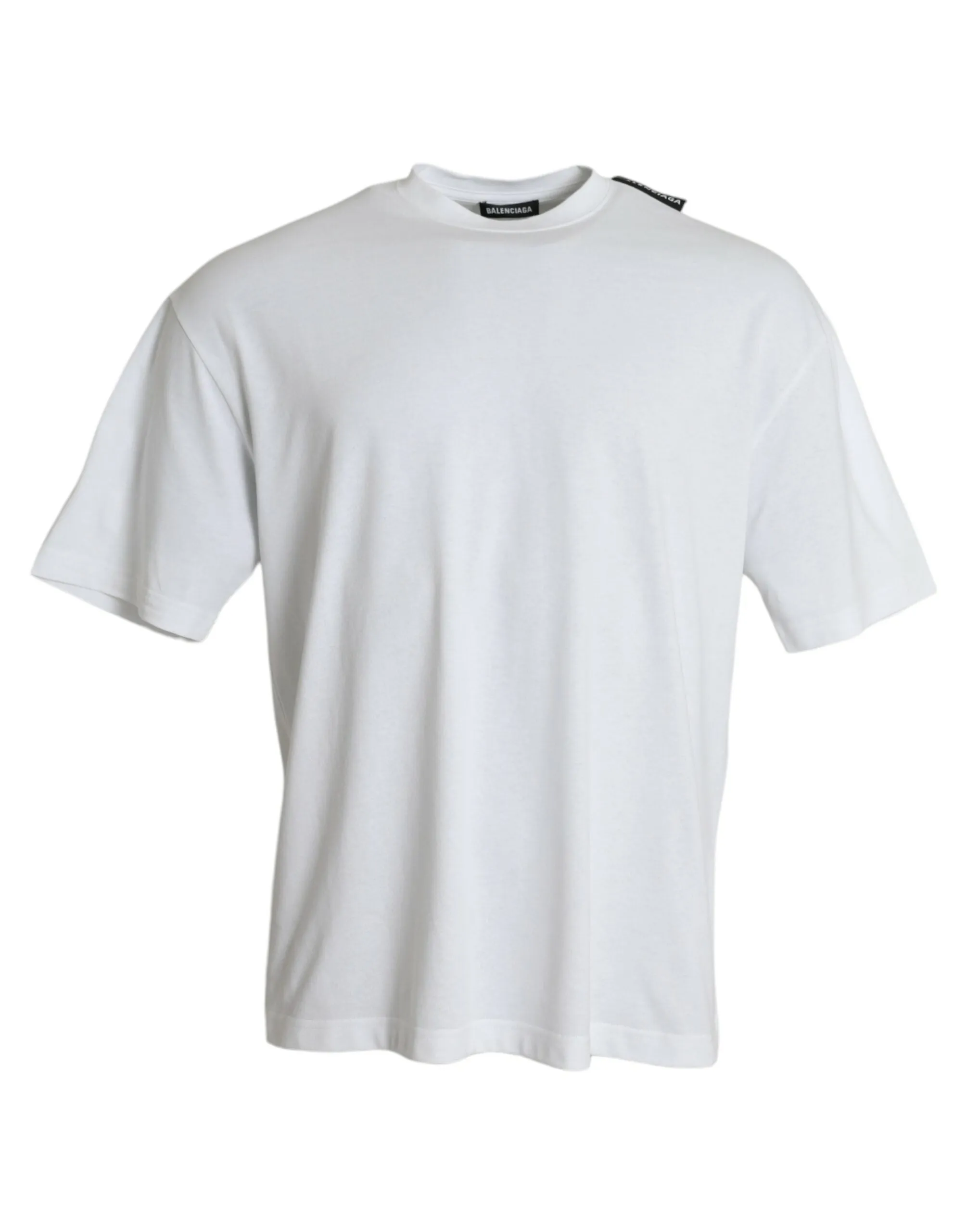 Balenciaga Off White Cotton Jersey Round Neck Men's T-shirt