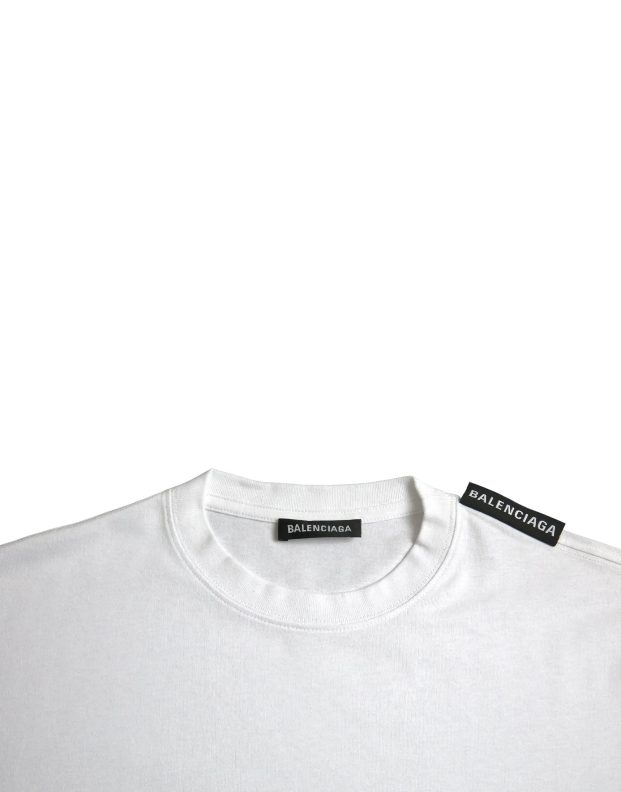 Balenciaga Off White Cotton Jersey Round Neck Men's T-shirt