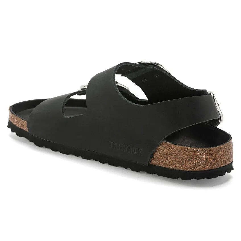 Birkenstock Women's Milano Big Buckle Oiled Leather (Black - Narrow fit)