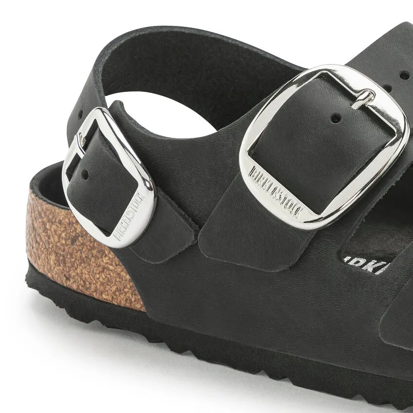 Birkenstock Women's Milano Big Buckle Oiled Leather (Black - Narrow fit)