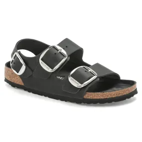 Birkenstock Women's Milano Big Buckle Oiled Leather (Black - Narrow fit)