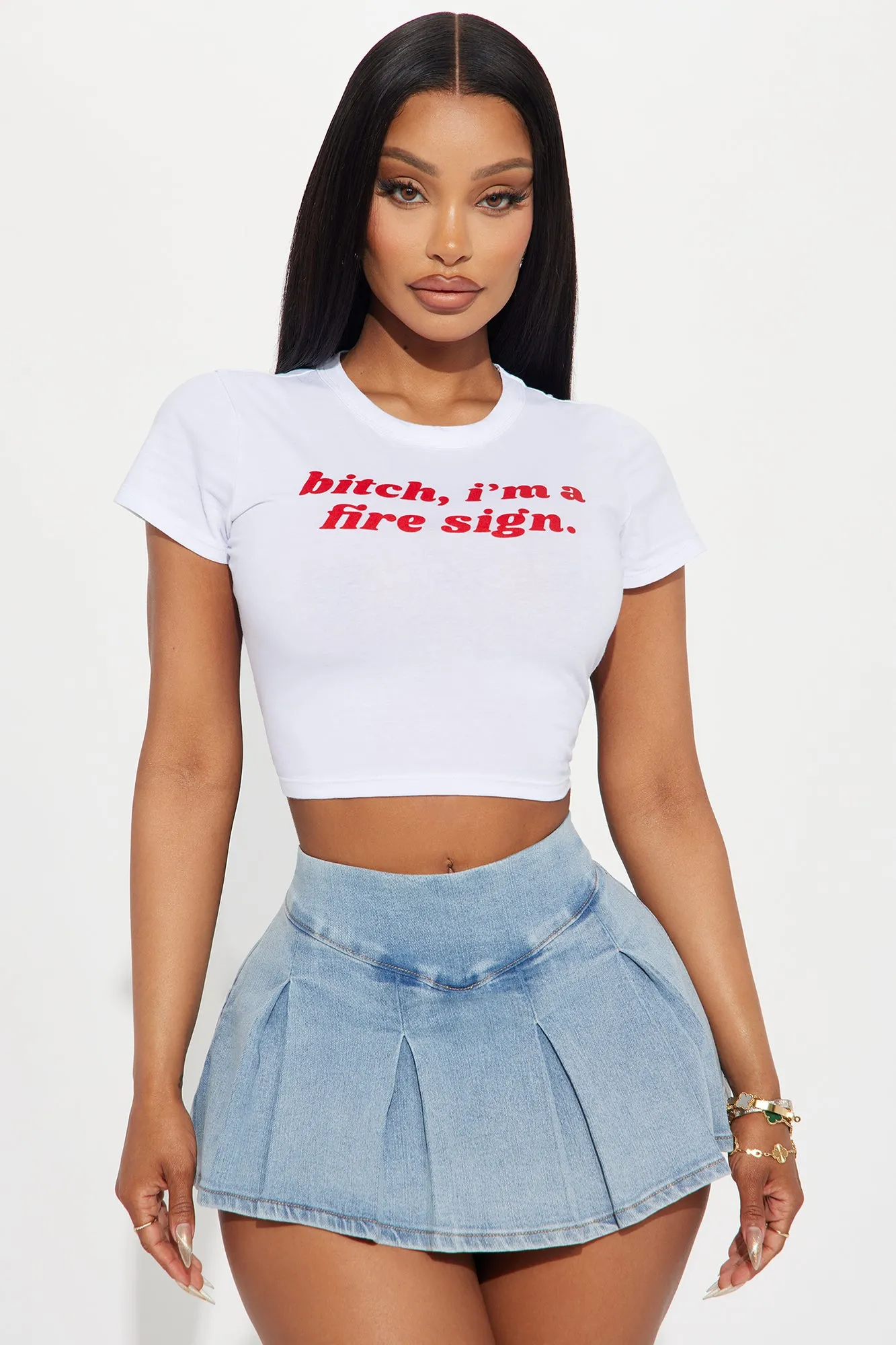 Bitch I'm A Fire Sign Tee - White