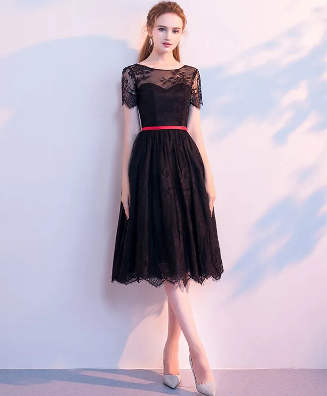 Black Lace Short Prom Dress, Black Homecoming Dress