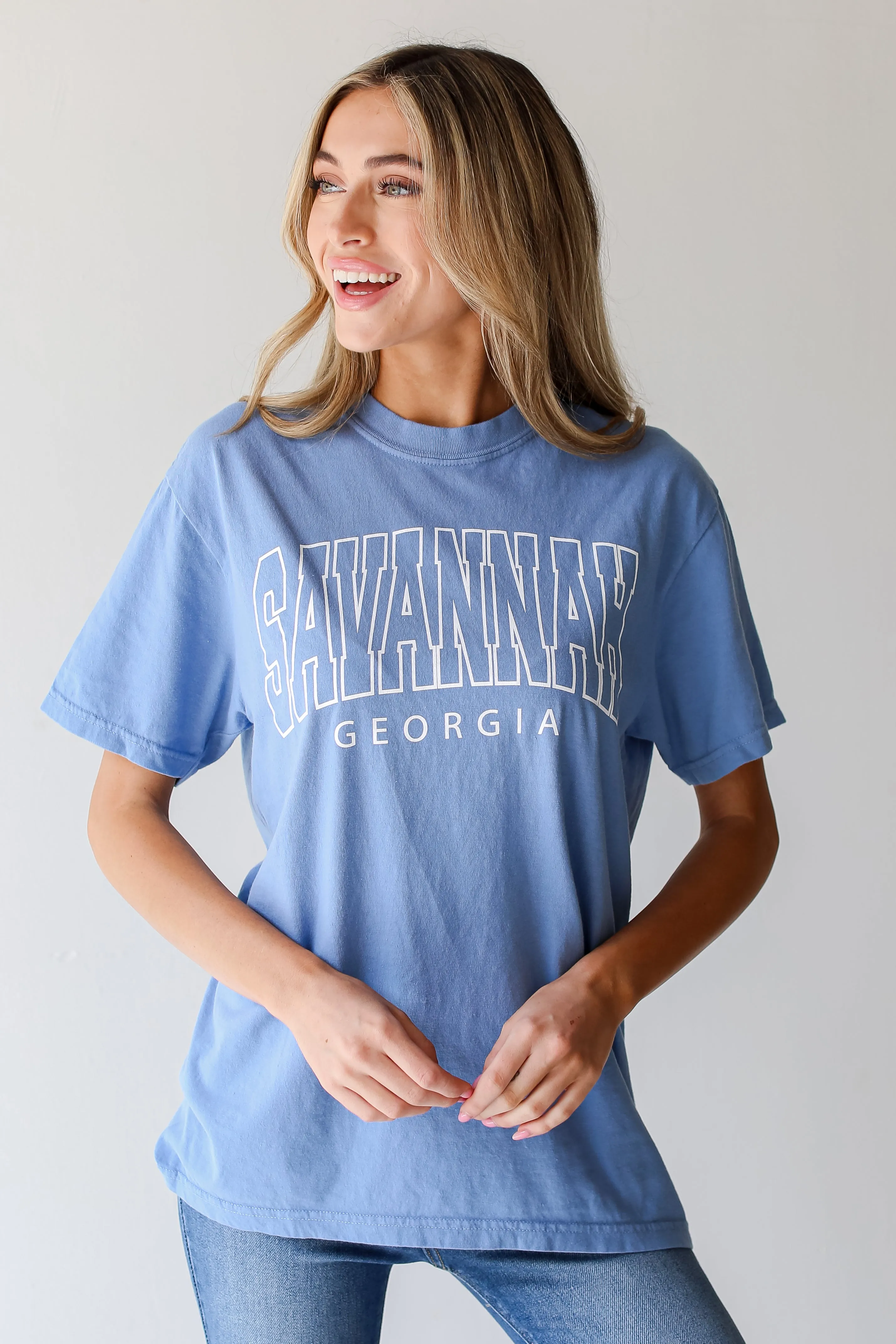 Blue Savannah Georgia Block Letter Tee