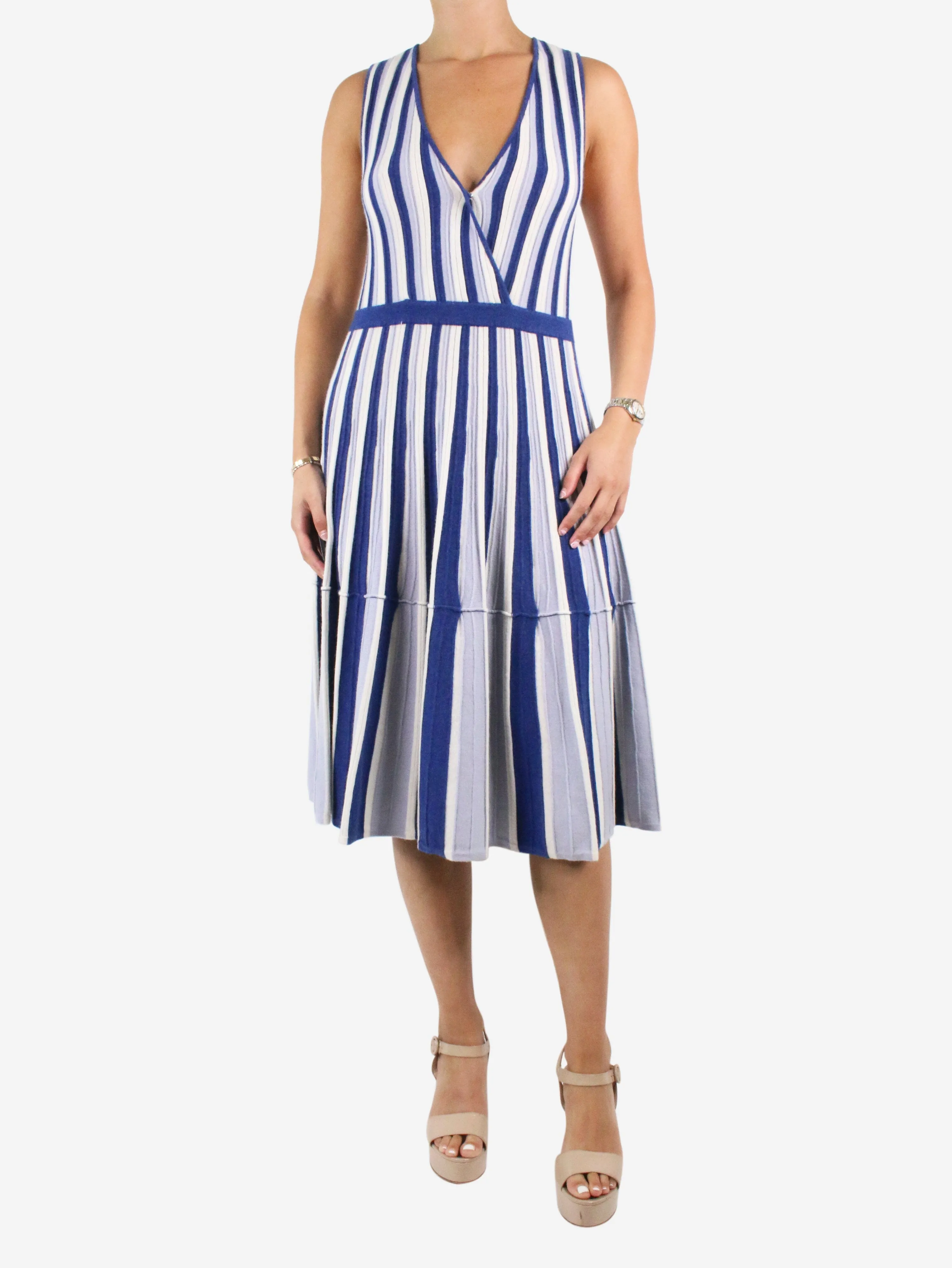 Blue striped knitted dress - size M