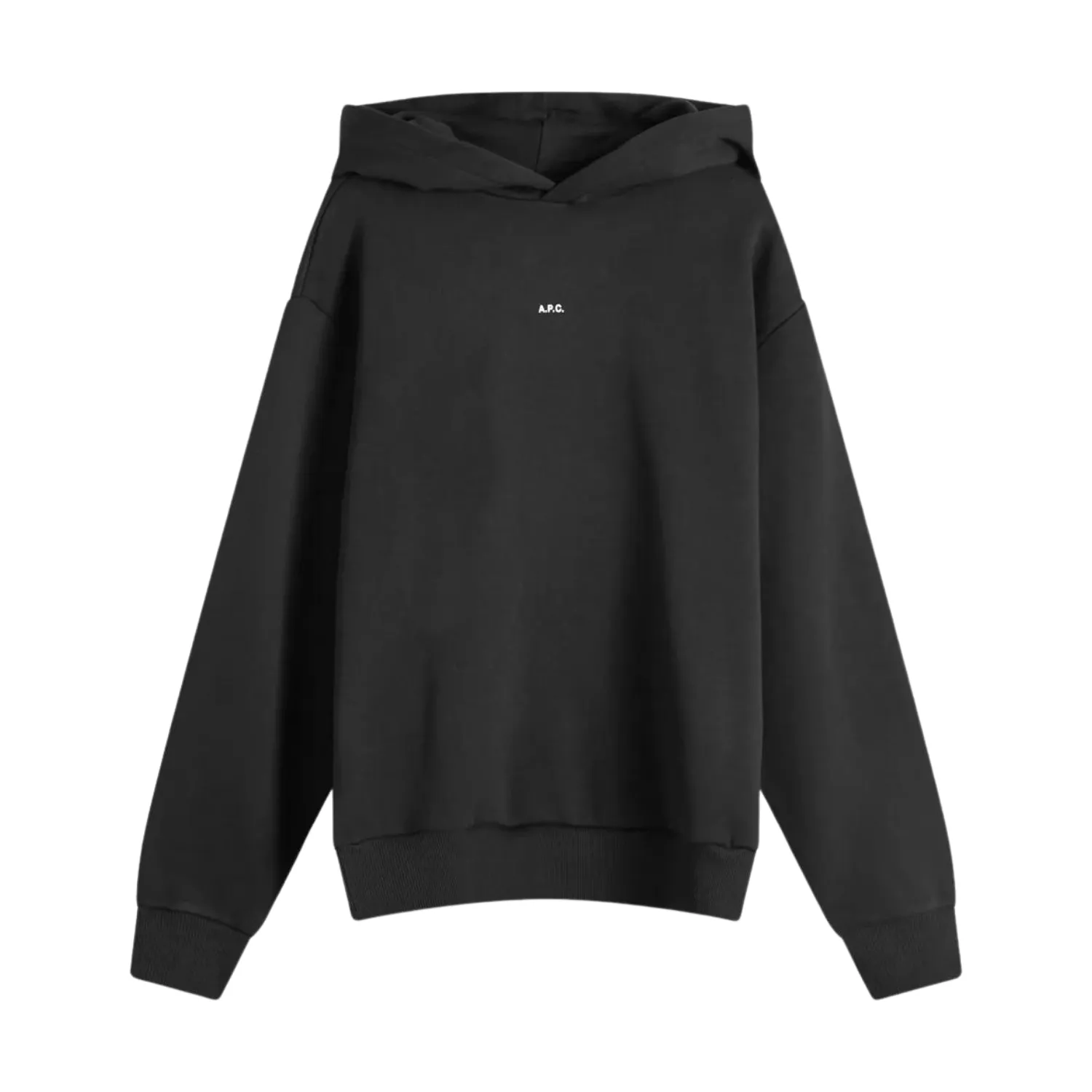 Boxy Micro Logo Hoodie - Black / White