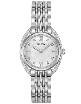 Bulova Womens Diamond Watch - Stainless - Bracelet - Silver-Tone Dial