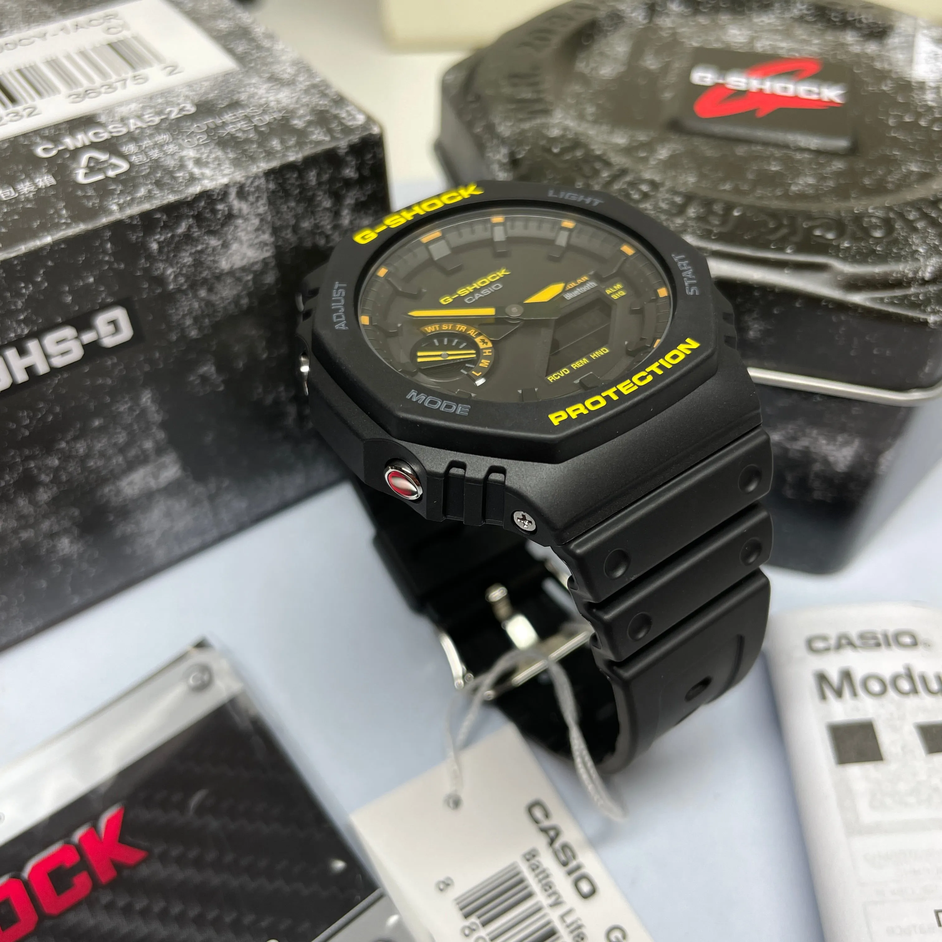 Casio G-Shock Caution Yellow Solar Bluetooth 2100 CasiOak GAB2100CY-1A Watch