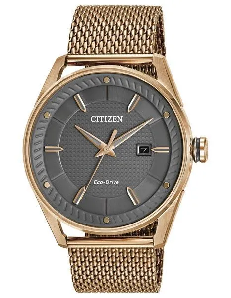 Citizen Mens DRIVE CTO - Rose Gold-Tone - Bracelet - Grey Dial - Date - 100m