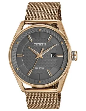 Citizen Mens DRIVE CTO - Rose Gold-Tone - Bracelet - Grey Dial - Date - 100m