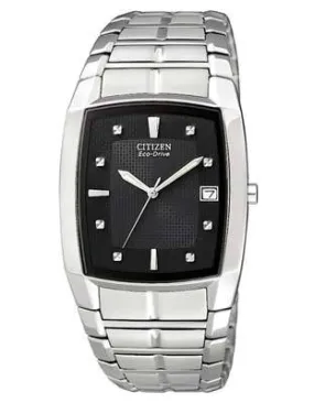 Citizen Mens Eco-Drive - Stainless Steel - Black Dial - Bracelet - Date