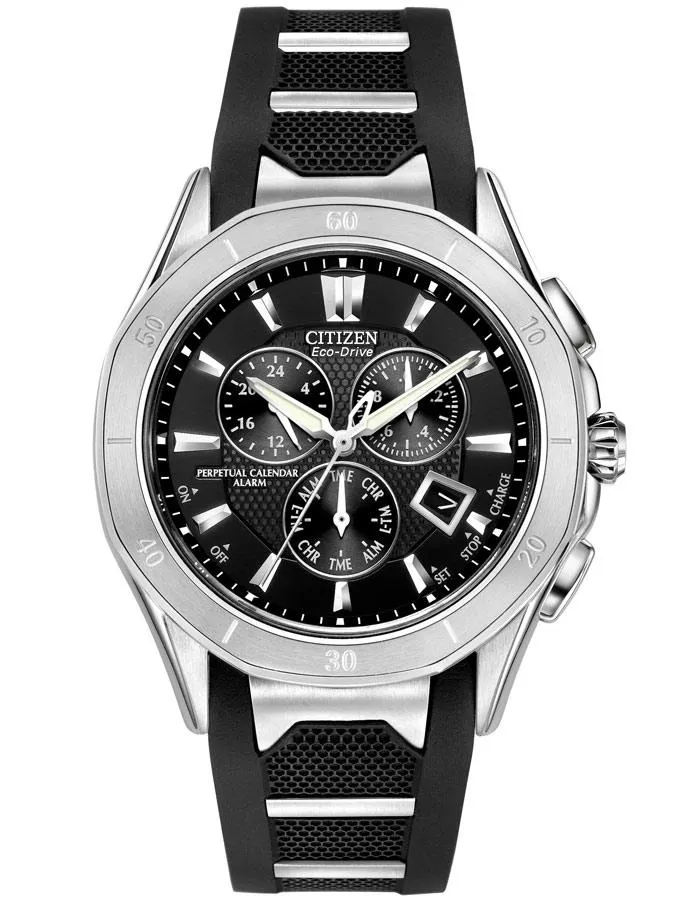 Citizen Mens Signature Octavia Perpetual Calendar Chrono - Steel and Black Poly