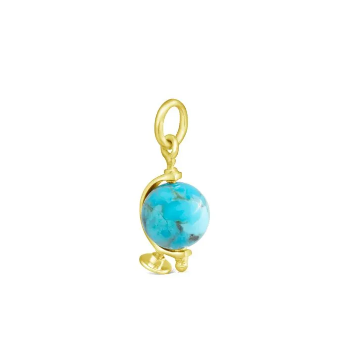 Collectible Travel Treasures? Turquoise Globe Charm Gold