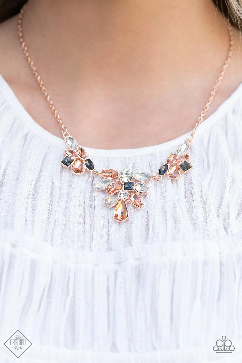 Completely Captivated Rose Gold & Smoky Rhinestone Necklace - Paparazzi Accessories