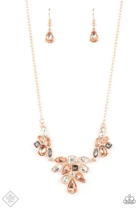 Completely Captivated Rose Gold & Smoky Rhinestone Necklace - Paparazzi Accessories