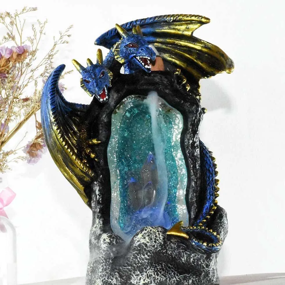 Crystal Cavern Dragon LED Backflow Incense Burner Nightlight