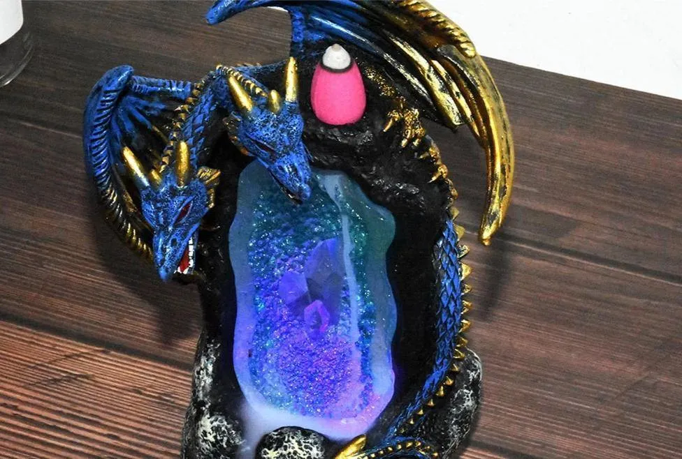 Crystal Cavern Dragon LED Backflow Incense Burner Nightlight