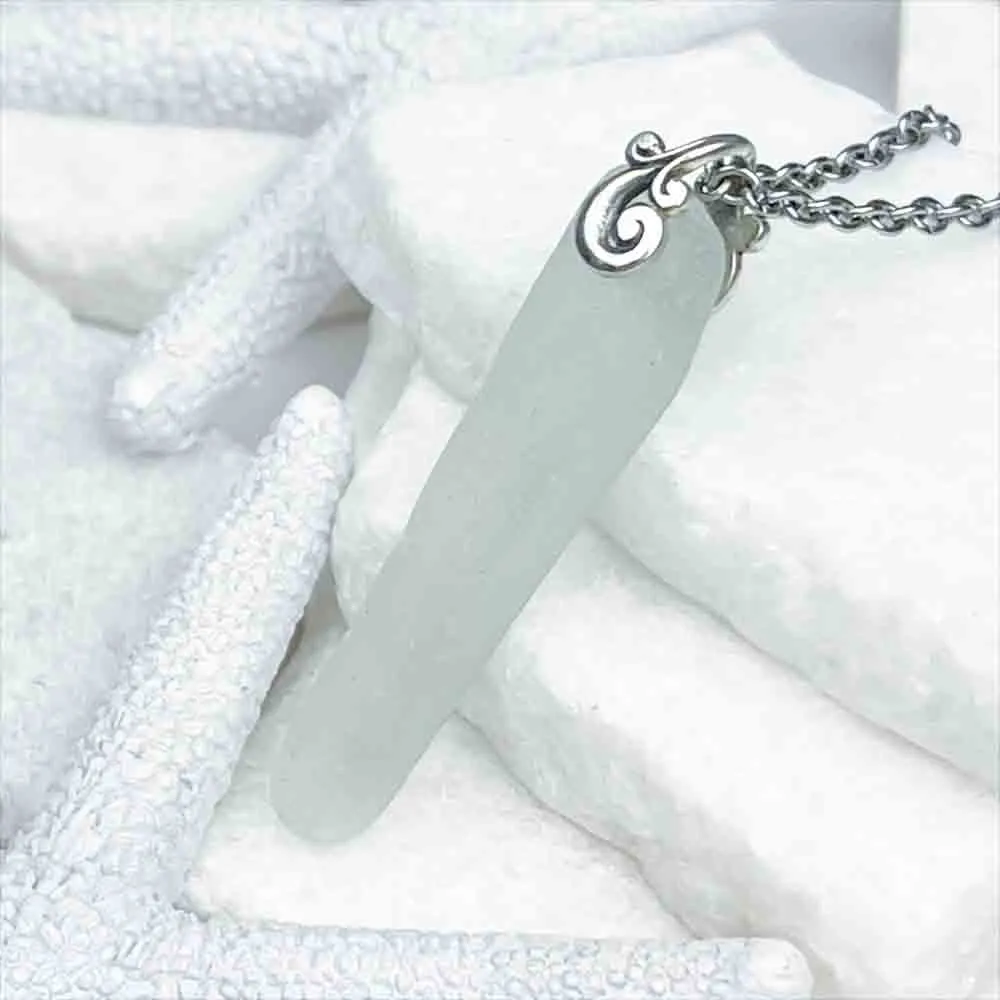 Crystal Clear Sea Glass Icicle Pendant | #5184