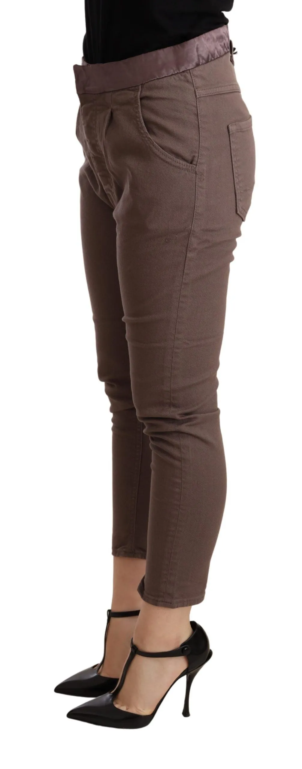 CYCLE Chic Brown Skinny Mid Waist Cropped Women's Pants