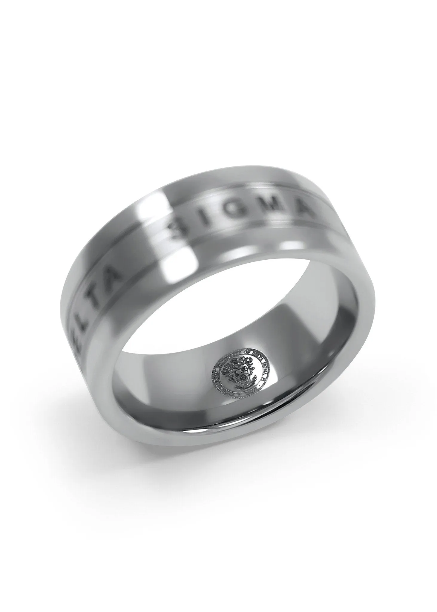 Delta Sigma Pi Tungsten Ring with founding date and crest